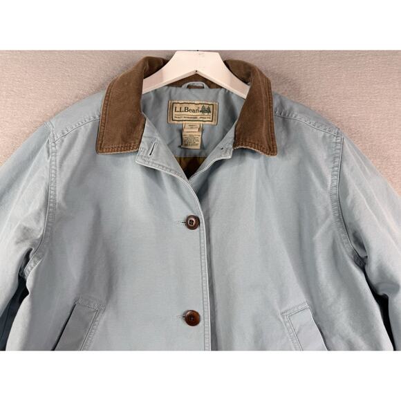 VTG LL Bean Jacket Womens XL Blue Canvas Chore Barn Coat Corduroy THINSULATE - Picture 2 of 12